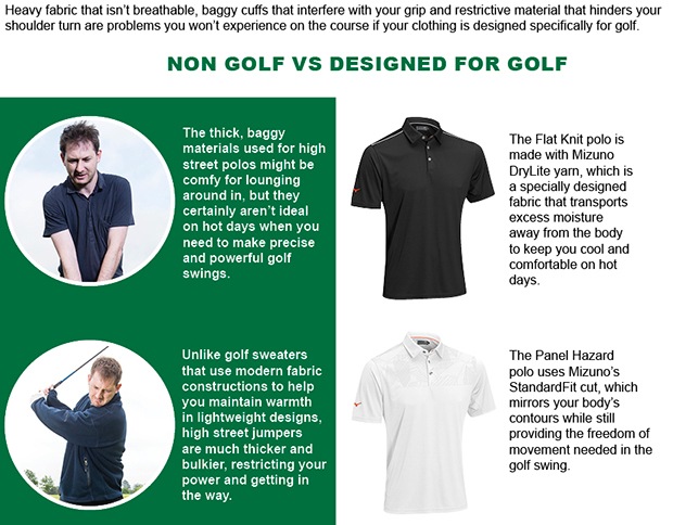 Experience benefits of golf specific clothing