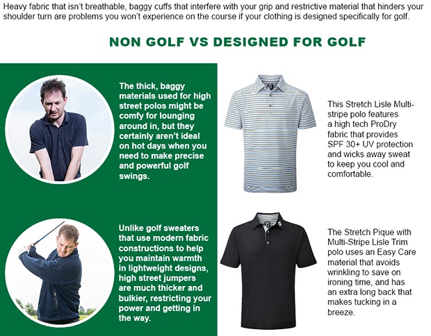 Experience benefits of golf specific clothing