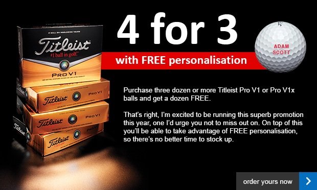 Titleist 4 for 3 with free personalisation £37.99 