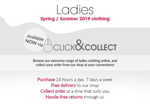 Welcome to our Ladies Shop.Convenient and hassle-free service, delivered to your pro shop for easy collection.Watch the video to find out how our Click & Collect service works.