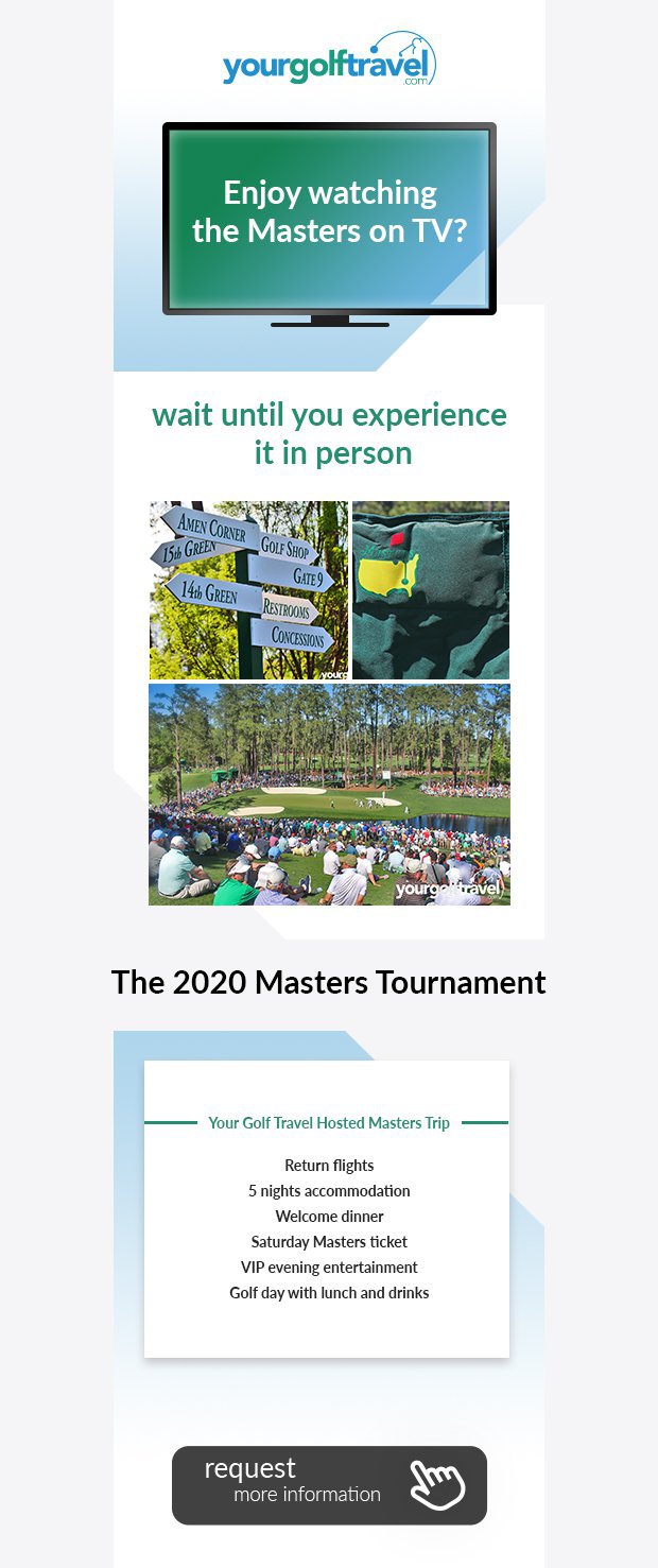 Enjoy watching the Masters on TV?Find out more about the Your Golf Travel hasted Masters trip.