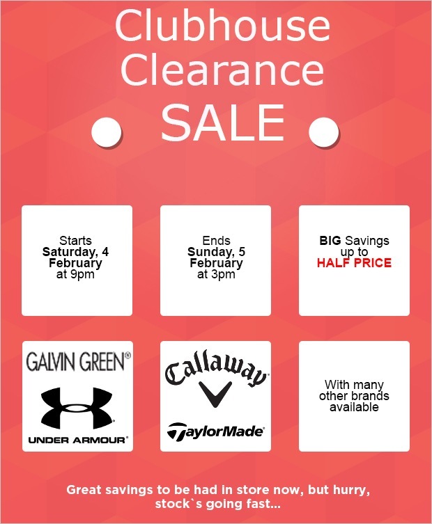 Clubhouse Clearance SALE at East Kilbride…