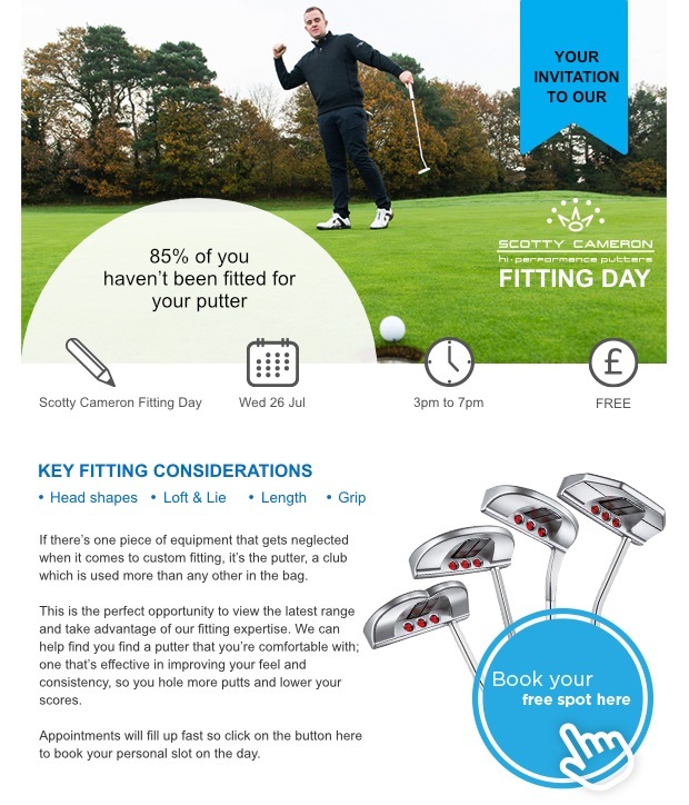 Only a few spaces left for our Scotty Cameron putter fitting day!