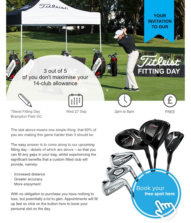 Titleist fitting day next week - Don't miss out!