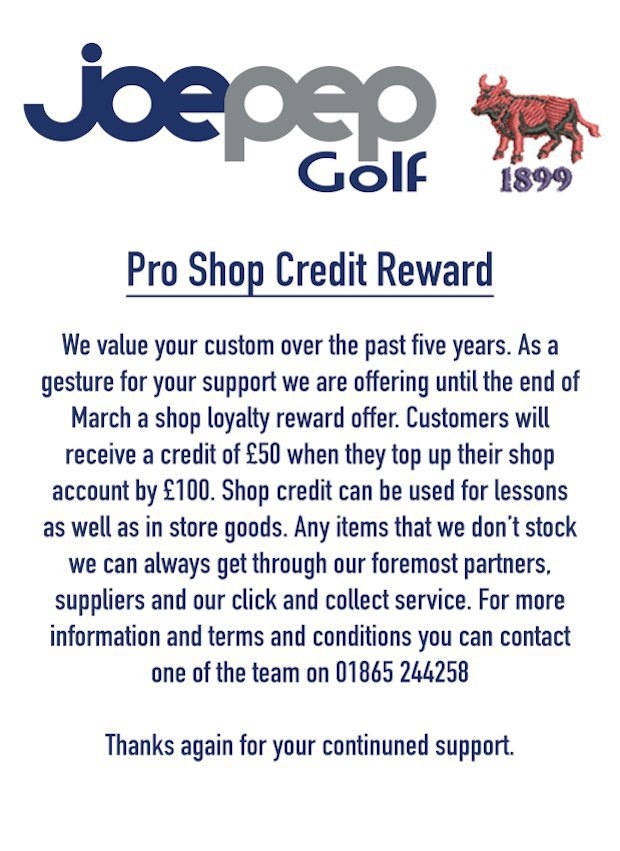 Pro Shop Credit Reward