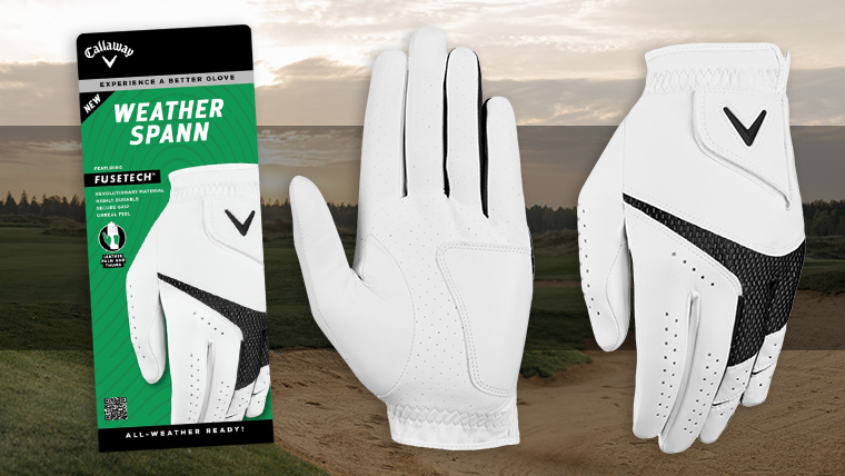 a-callaway-weather-spann-golf-glove-next-to-its-packaging