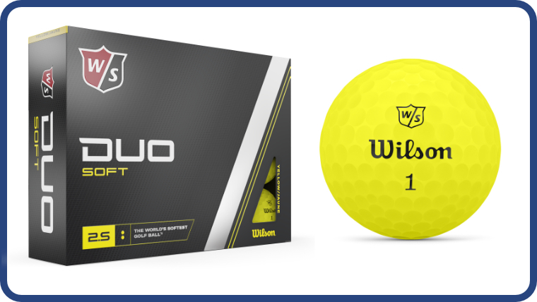 a-dozen-pack-of-yellow-wilson-duo-soft-golf-balls-with-a-yellow-ball-next-to-it