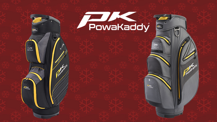 two-powakaddy-cart-bags-over-a-christmassy-background