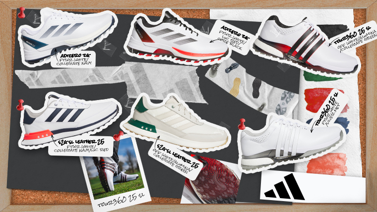 a-board-showing-the-latest-adidas-golf-shoes