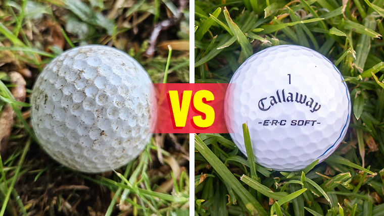 an-old-golf-ball-next-to-a-new-callaway-ball