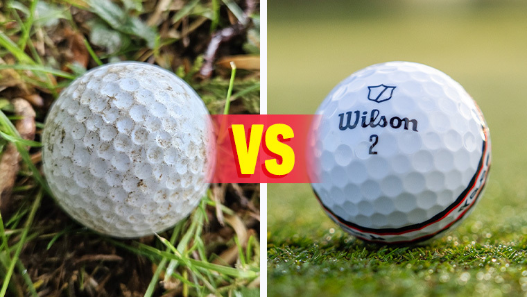 an-old-golf-ball-next-to-a-new-wilson-ball