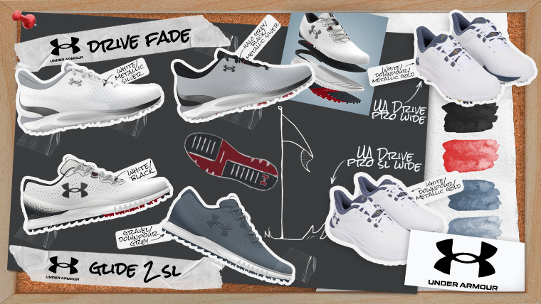 under-armour-golf-shoes-on-a-board