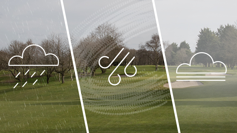rain-wind-and-fog-icons-on-a-golf-course