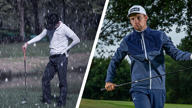 a-wet-golfer-next-to-a-happy-golfer-wearing-a-waterproof-jacket