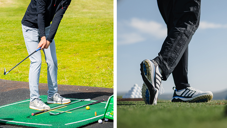 a-golfer-wearing-trainers-next-to-a-golfer-wearing-golf-shoes