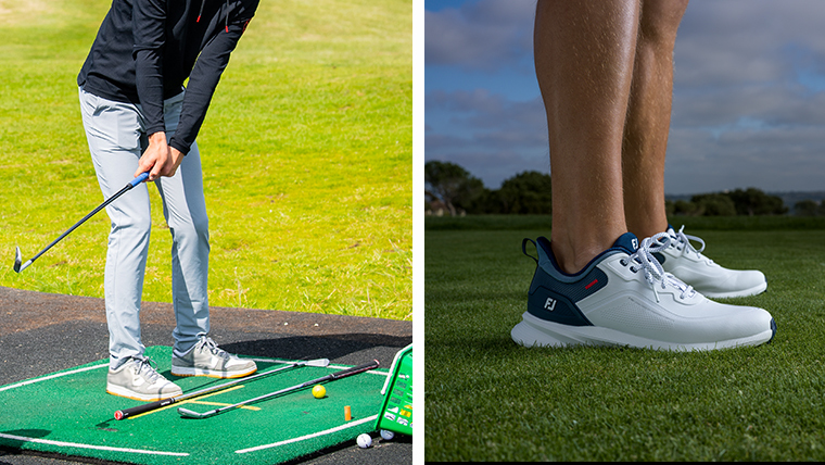 a-golfer-wearing-trainers-next-to-a-golfer-wearing-golf-shoes