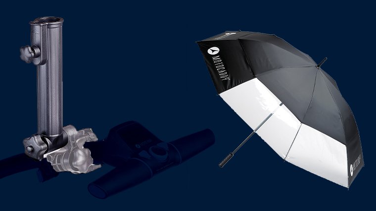 Motocaddy umbrella & umbrella holder