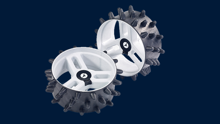 Hedgehog wheels for Motocaddy trolleys