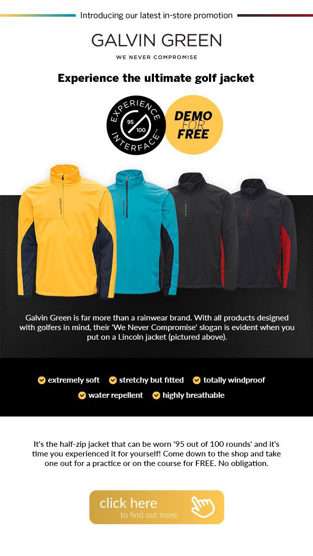 Galvin Green - Experience the ultimate golf jacket.