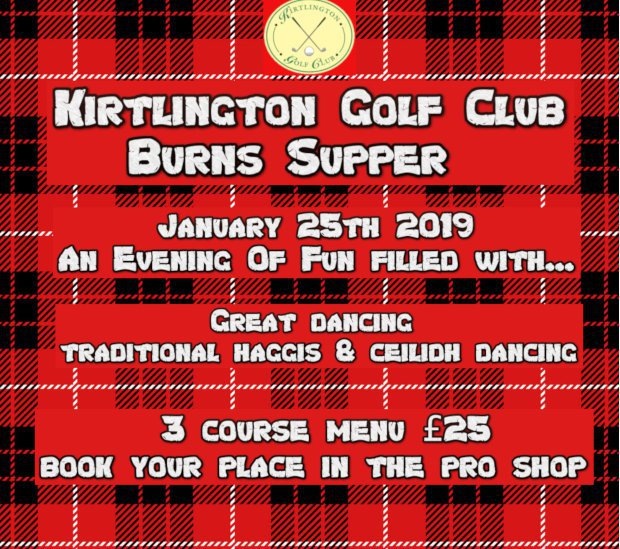 Celebrate Burns Night with us at Kirtlington Golf Club this Friday 25th January!