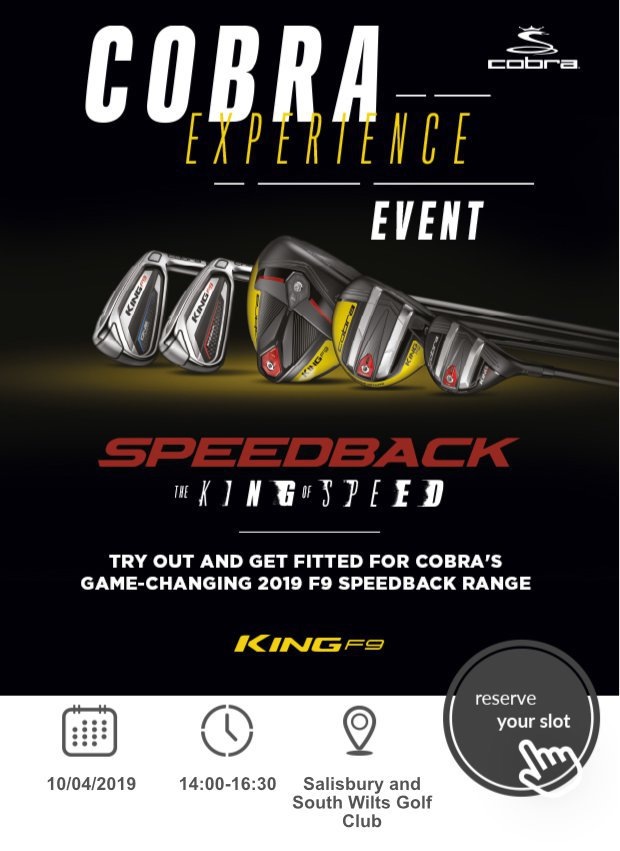 Slots available for the Cobra Fitting event on Wednesday…